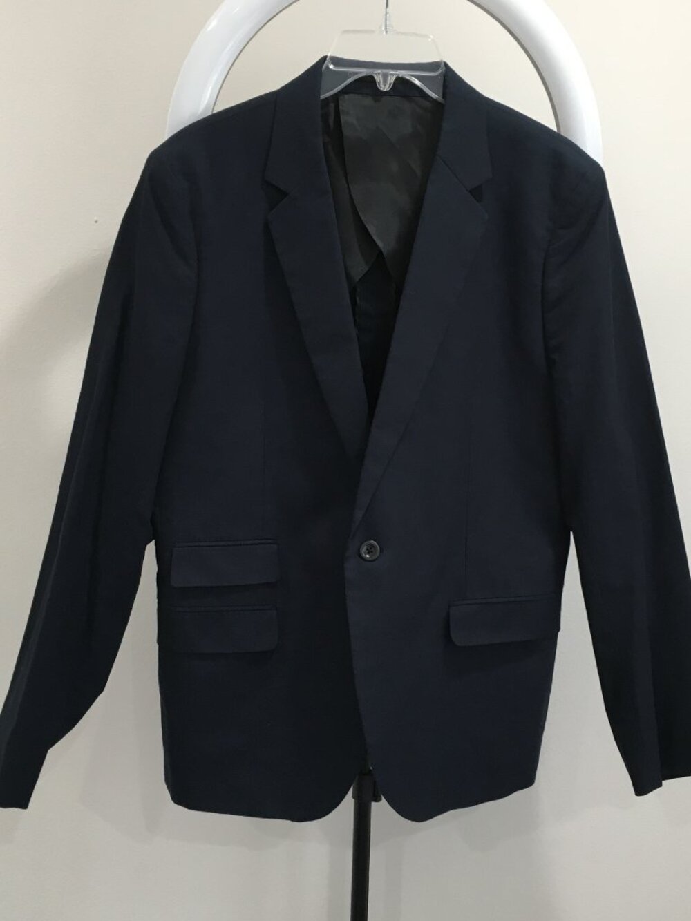 STEVEN ALAN Long Sleeve Dark Blue Faux Pockets One Button Blazer Jacket